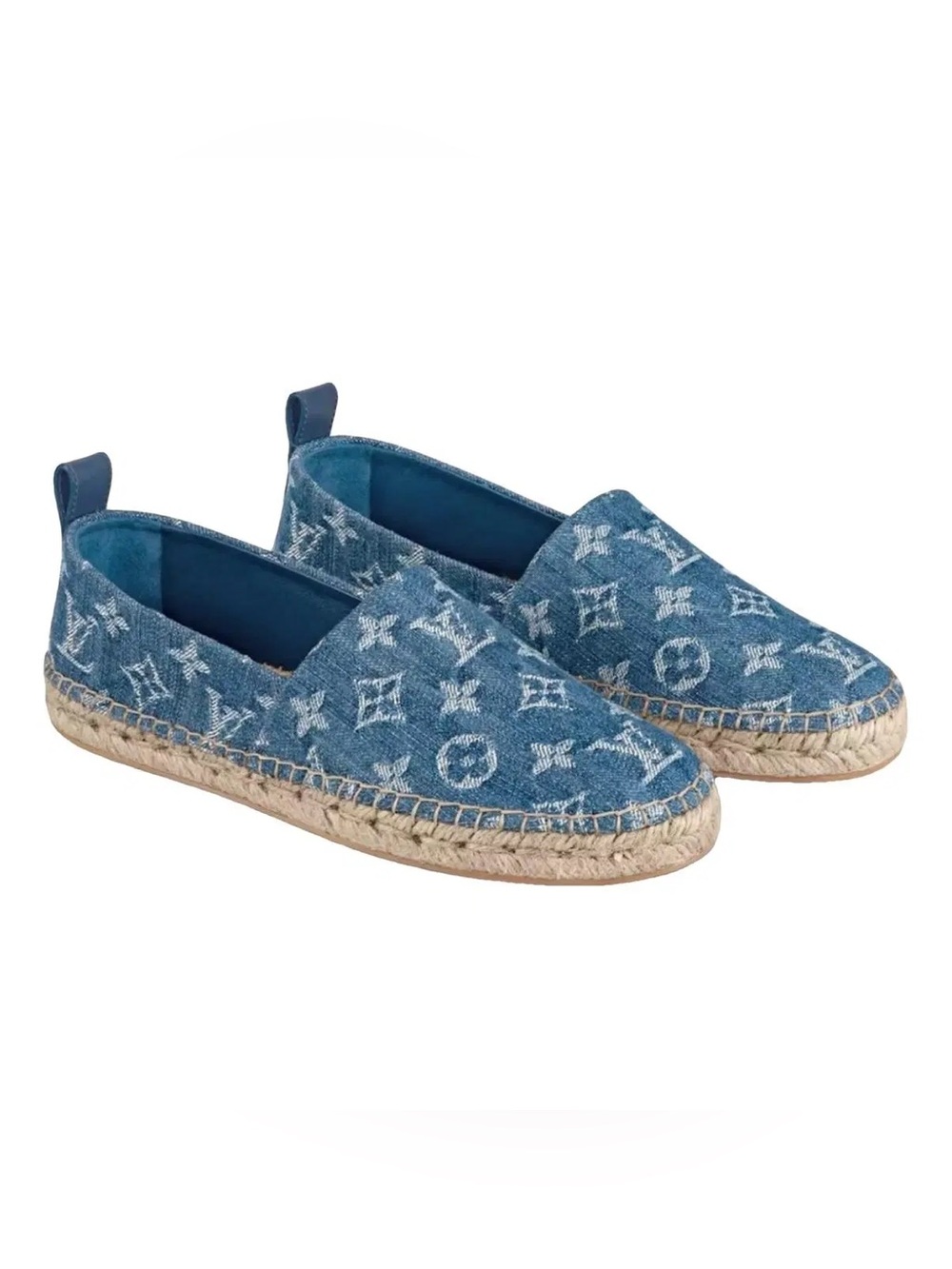 Louis Vuitton Blue Monogram Denim Espadrille Slip-Ons
